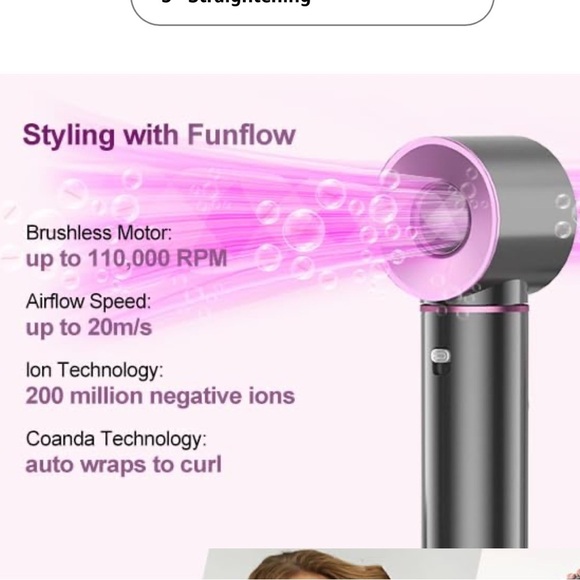 NWT Funflow 5 in 1 Hair Styler Hair Dryer Curling Volumizing Smoothing & Styling - Picture 4 of 7